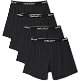 DAVID ARCHY Men’s Underwear Boxer Shorts Rayon Made From Bamboo Breathable Boxers for Men with Soft Stretch Waistband 4 Pack