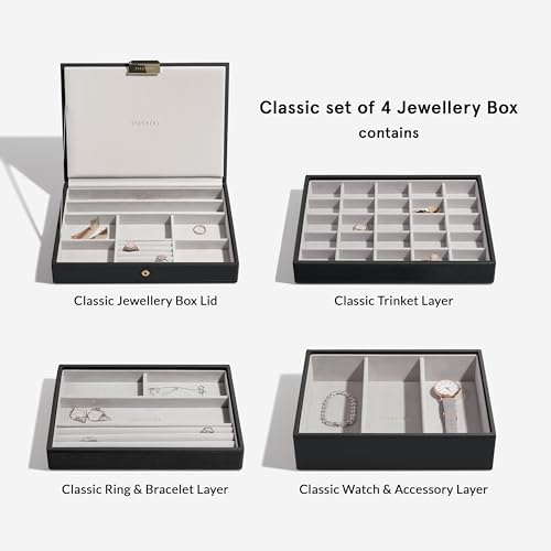 Stackers Classic Black Raffia Jewelry Box, Set of 4