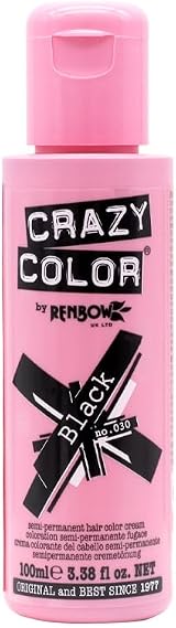 Crazy Color Renbow Semi-Permanent Hair Color Cream Black No.30 100ml