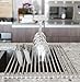Roll Up Sink Drying Rack by MagnaLecta – Multipurpose Over the Sink Silicone Coated Stainless Steel Self Draining Roll-Up Dish Rack Holder, Heat Resistant, Easily Adjustable(Warm Gray,Large) (1)