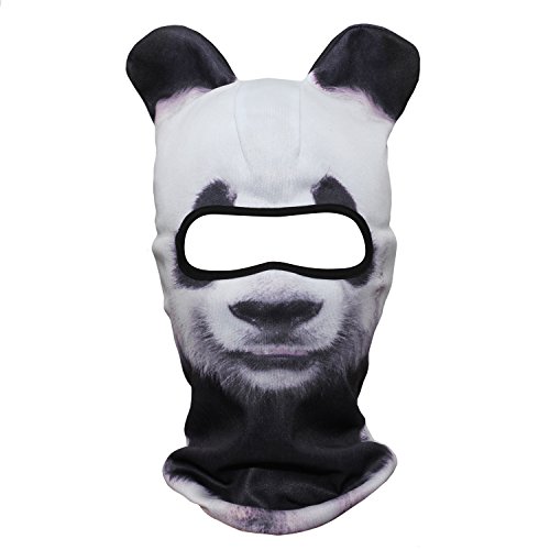 JIUSY 3D Animal Ears Balaclava Windproof Face Mask Sun Protection for Skiing Snowboard Cycling Motorcycle Music Festivals Raves Halloween Party Summer Winter Cold Weather Outdoor Sports Panda MEB-01