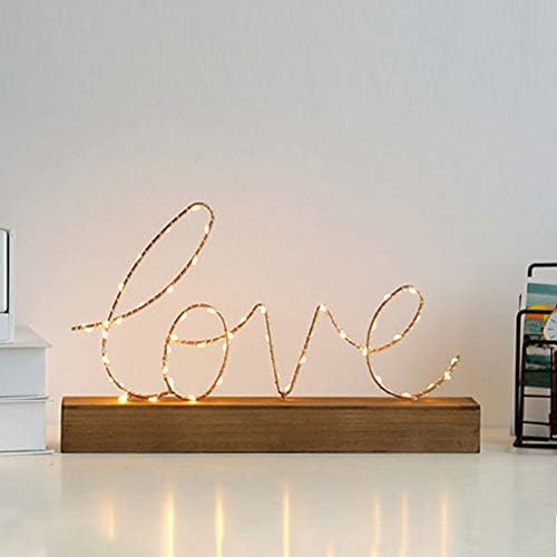 Night Light Ornament, Battery Operated LED Wooden Marquee Sign Letters Lamp - Light Up Signs Wall Decor - for Home Coffee Shop Pub Decorations (Love)