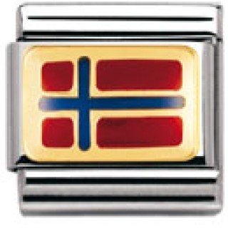 Nomination Composable Classic Flagge Europa Edelstahl, Email und 18K-Gold (NORWEGEN) 030234