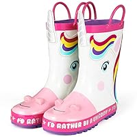 KomForme RPGD006-9M Animal Kids Rain Boots for Girls Pride Unicorn，9 M US Toddler