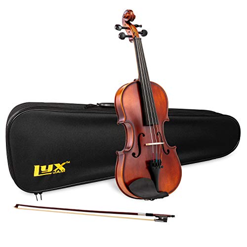 LyxJam Full Size Violin Set - 4/4 Solid Maple/Spruce Wood Beginner Violin Kit for Kids & Adults, Brazil Wood Bow, Rosin, Carry Case w/Shoulder Strap