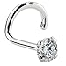 FreshTrends Cubic Zirconia Stud Nose Rings Twist - Nickel-Free 14K White Gold Nose Screw - 1.5mm, 2mm, 3mm 20 Gauge Nose Stud | Nose Ring Stud in 14K White Gold | 20G Nose Stud