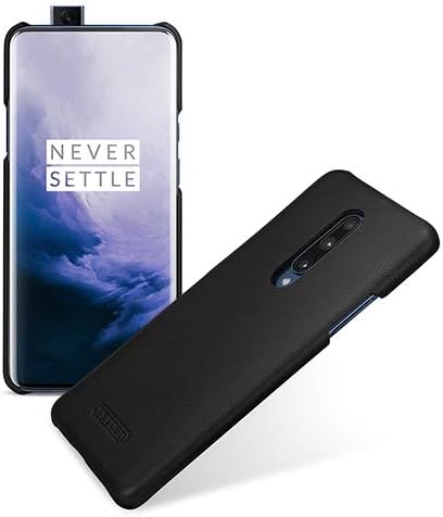 TETDED Genuine Leather Case for OnePlus 7 Pro, Handmde and Slim Fit Snap Cover, Caen (Nappa Black)