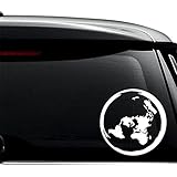 Planet Earth Flat Map Decal Sticker For Use On Laptop, Helmet, Car, Truck, Motorcycle, Windows, Bumper, Wall, and Decor Size- [6 inch] / [15 cm] Tall / Color- Matte White