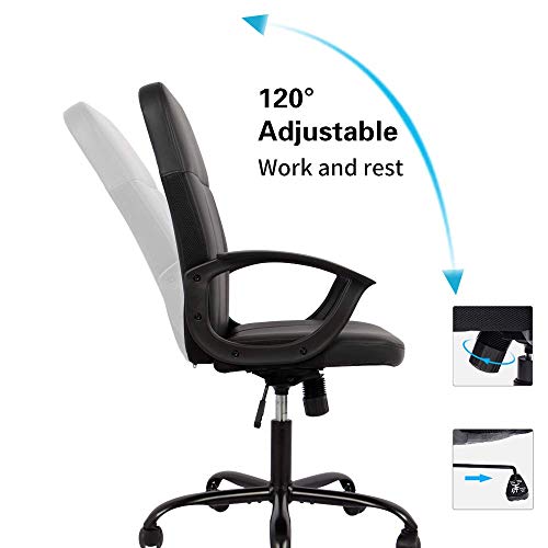 Office Chair, Mid Back Leather Desk Chair, Computer Swivel Office Task Chair, Ergonomic Executive Ch - //coolthings.us