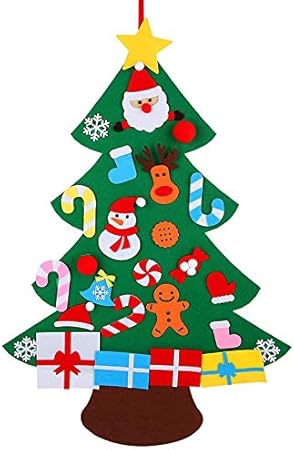 Albero Di Natale A Muro Amazon.Vaorwne Albero Di Natale Nel Feltro 3d Appeso Un Parete Albero Di Natale 3f Con Ornamenti Per Bambini Decorazioni Natalizie Diy Amazon It Casa E Cucina