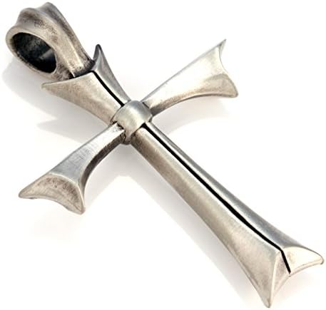 BICO 'Fated Cross' Satin Silver Finished Pendant (E257)