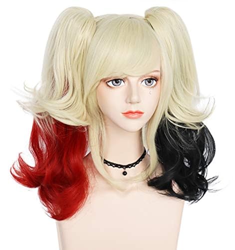 ANOGOL Hair Cap+Ombre Blonde Wig for Cosplay Wig Long Wavy Wig Red