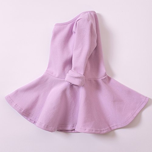 Infant Toddler Baby Girls Dress Cozy Ruffles Long Sleeves Cotton (18-24m(92), Purple)