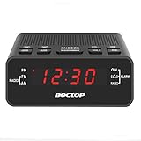 Alarm Clock Radio, Digital Alarm Clock, AM/FM Radio Snooze, Sleep Timer, Dimmer, 0.6â€ Digital LED Display Battery Backup Function Bedroom, Office, Table Desk