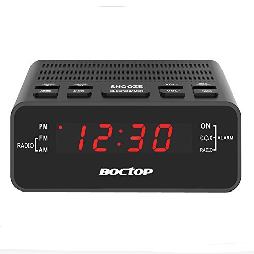Alarm Clock Radio, Digital Alarm Clock, AM/FM Radio Snooze, Sleep Timer, Dimmer, 0.6” Digital LED Display Battery Backup Function Bedroom, Office, Table Desk