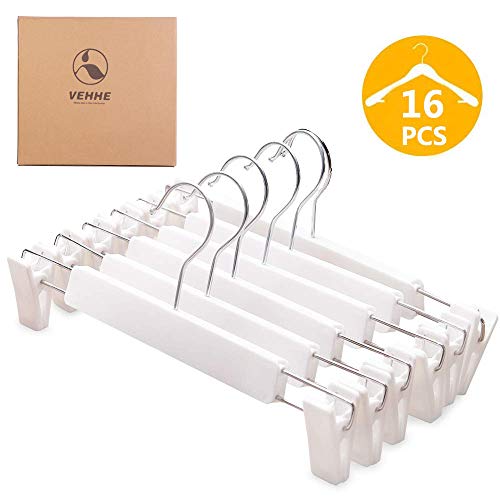 VEHHE Skirt Hangers Pants Hangers, 16 Pack White Plastic Dress Trousers