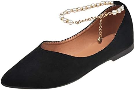 Women's Casual Pumps Shoes Fashion Wedding Bridal Pointy Toe Sandals String Crystal Pearls Flat Shoes