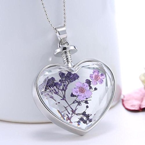 image for Hmlai Jewelry Hmlai Clearance! Women Dry Flower Heart Glass Wishing Bo