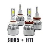 Syneticusa 9005+H11 Combo LED High/Low Beam Headlight Conversion Kit Light Bulbs 200W 20000LM 6000K White