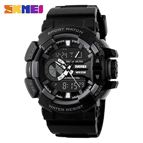 Skmei Analog-Digital Black Dial Mens Watch - 1117-Grey-01