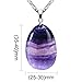 iSTONE Natural Gemstone Water Drop Fluorite Pendant Necklace with Stainless Steel Chain 20 Inch