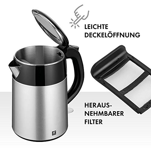 ZWILLING Wasserkocher, 1,2 Liter, 1.550-1.850 Watt, Edelstahl/Kunststoff, silber/schwarz – Bild 6