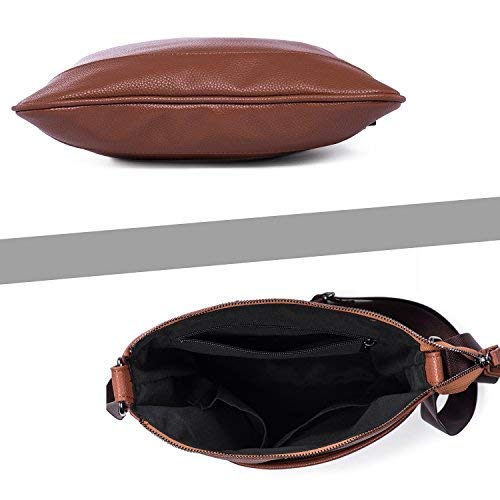 Hengwin Bolsos de hombro Hombre Piel Sintética Bolsa de Mensajero Bolsos Bandolera Bolsa Bandolera Marrón pare iPad