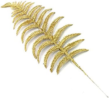 10Pcs Christmas Tree Leaves Branches Hanging Ornaments Xmas Decor Pendants Gift For Home Party Festival Decorations (Gold)