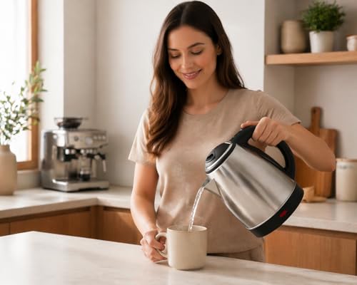Chaleira Eletrica Inox 2L Desligamento Automatico Base 360 Aquecimento Rapido Cha Cafe Escolha 220V (220V)