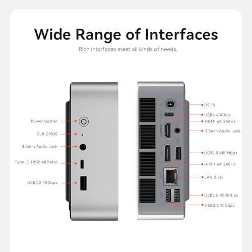 Beelink SER9 Pro Mini PC, AMD Ryzen R7 H255 (8C/16T, up to 4.9GHz), 24GB LPDDR5X RAM 500GB PCIe 4.0 SSD Mini Computer Windows 11 Pro, USB4, HDMI, DP, 2.5G RJ45, WiFi 6, BT5.2, Built-in MIC, Speaker