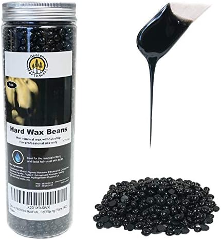 DevLon NorthWest Hard Wax Beans for Painless Hair Removal Pearl Beads for Women and Men Whole Body Self Waxing Kit Black 14oz/Jar (Black, 1PC)