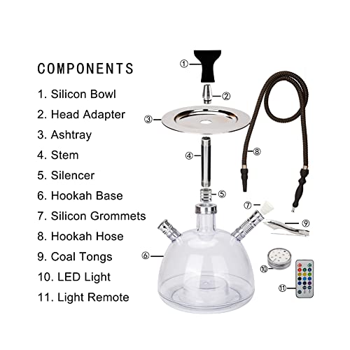 Acrylic Hookah Set with Everything, Micro Bubble Sheesha Hookah Led