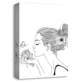 Canvas Wall Art Neighbor Girl Abstract Painting Artwork for Home Prints Framed - 12x18 inches