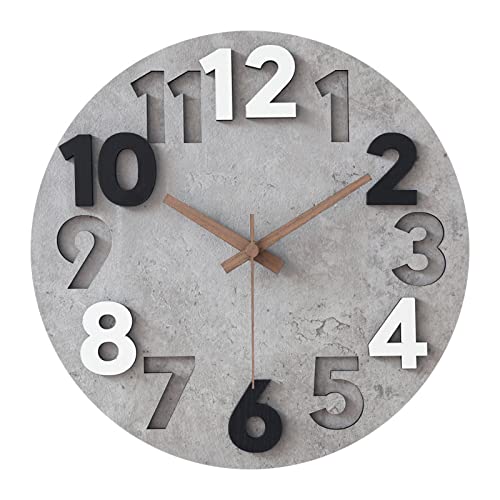 Stellarize Wall Clock Without Ticking Noises Modern Wooden 3D Kitchen Clock for Living Room Children's Room Office (30 cm)