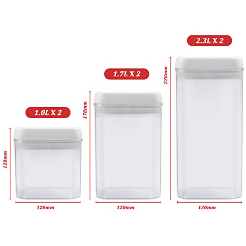 Cereal Container, VERONES 6 Piece Large Airtight Storage Containers Perfect For Flour Container Cereal Keeper (3 Large Size 20 pcs Chalkboard Labels Total 10L)