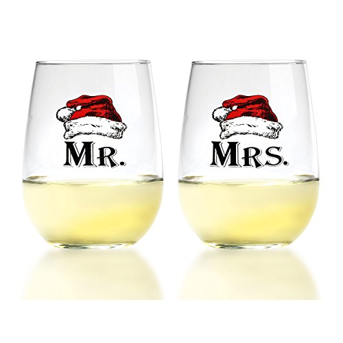 mr and mrs santa wine glasses