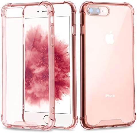 HUDDU iPhone 7 Plus Case Transparent Crystal Clear Soft TPU Silicone Cover Shockproof Air Cushion Protective Phone Case Flexible Gel Shell Slim Jelly Cases Covers for Apple iPhone 8 Plus Rose Gold