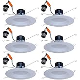Utilitech DLS30-06N27D1E-WH-6 65 Watt Equivalent White Dimmable LED Recessed Retrofit Downlight, 6 Pack