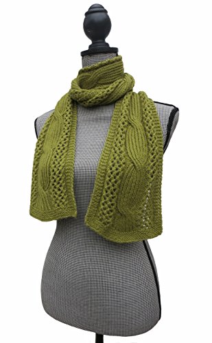 Handmade PURE ALPACA Knitted Scarf - Green Tea (Made to Order)