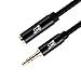 SHD Aux Extension Cable, 3.5mm Stereo Audio Cord Male to Female Type Gold Plated Step Down Design Metal Shell with High Purity OFC Conductor Black-15Feet
