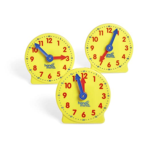 hand2mind Mini Geared Clock, Telling Time Teaching Clock, Learn to Tell