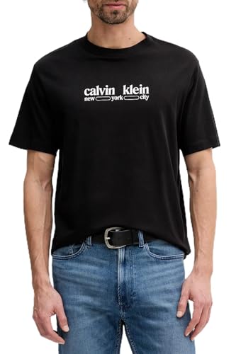 SS 30S WHSL CK NYC Graphic Tee LV14RE831G Maglietta Grafica da Uomo, Nero (Nero), M, Nero (Nero), M