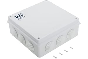 DJC Supply Co. 4" x 4" x 2.75" PVC Waterproof Plastic Junction Conduit Box with Pre Molded 3/4" & 1" Conduit Holes (8" x 8" x 3", 1 Pack)