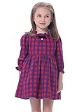 Bonny Billy Girl's Child Ruffled Neck Long Sleeve Plaid Swing Skirt Dress