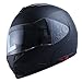 1Storm Motorcycle Street Bike Modular/Flip up Dual Visor/Sun Shield Full Face Helmet Matt Black