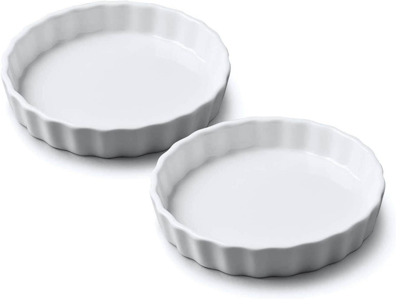WM Bartleet & Sons Round Flan Dish Set of 2, 11cm Porcelain Oven Safe Dishes - White