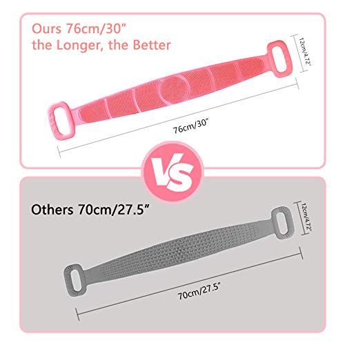 Silicone Back Scrubber, cshare Back Scrubber for Men Women Exfoliating, Comfortable Massage Silicone Bath Scrubber for Shower, Eco Friendly Hygienic Skin Health Washer (Pink)