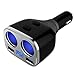 Otium 2-Socket Cigarette Lighter Adapter Socket Splitter Separate Switch 12/24V 80W with LED Battery Voltage Display + Dual USB Car Charger 3.4A For iPhone iPad, Android Samsung, GPS