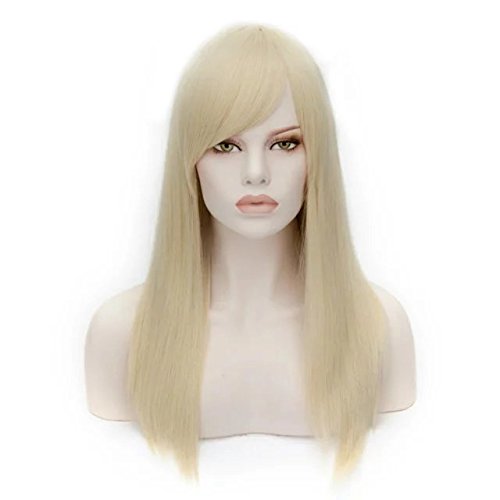 55cm Heat Resistant 21 Colors Long Straight Women Party Fashion Cosplay Wig +Cap (Light Blonde)