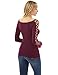 PattyBoutik Women Boatneck Lace Up Long Sleeve Ribbed Sweater (Magenta Small)